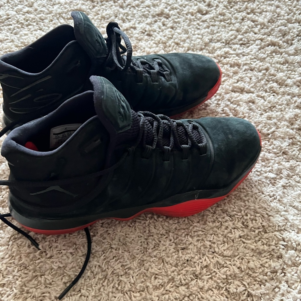 Jordan Black and Red High-Top Athletic Shoes